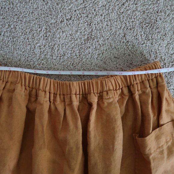 Handmade Amber Yellow Linen Midi Skirt - Picture 6 of 10